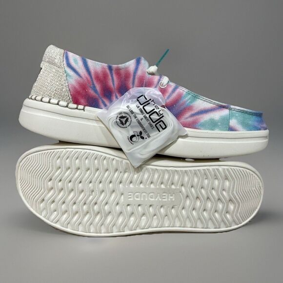 Hey Dude Wendy Rise Candy Tie Dye Slip-Ons Women's Sz 7 Pink Blue White New - Picture 4 of 9